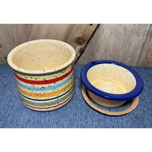 Pfaltzgraff Sedona Dip Server Cooler Warmer Server Set Southwestern Colors 4.5"